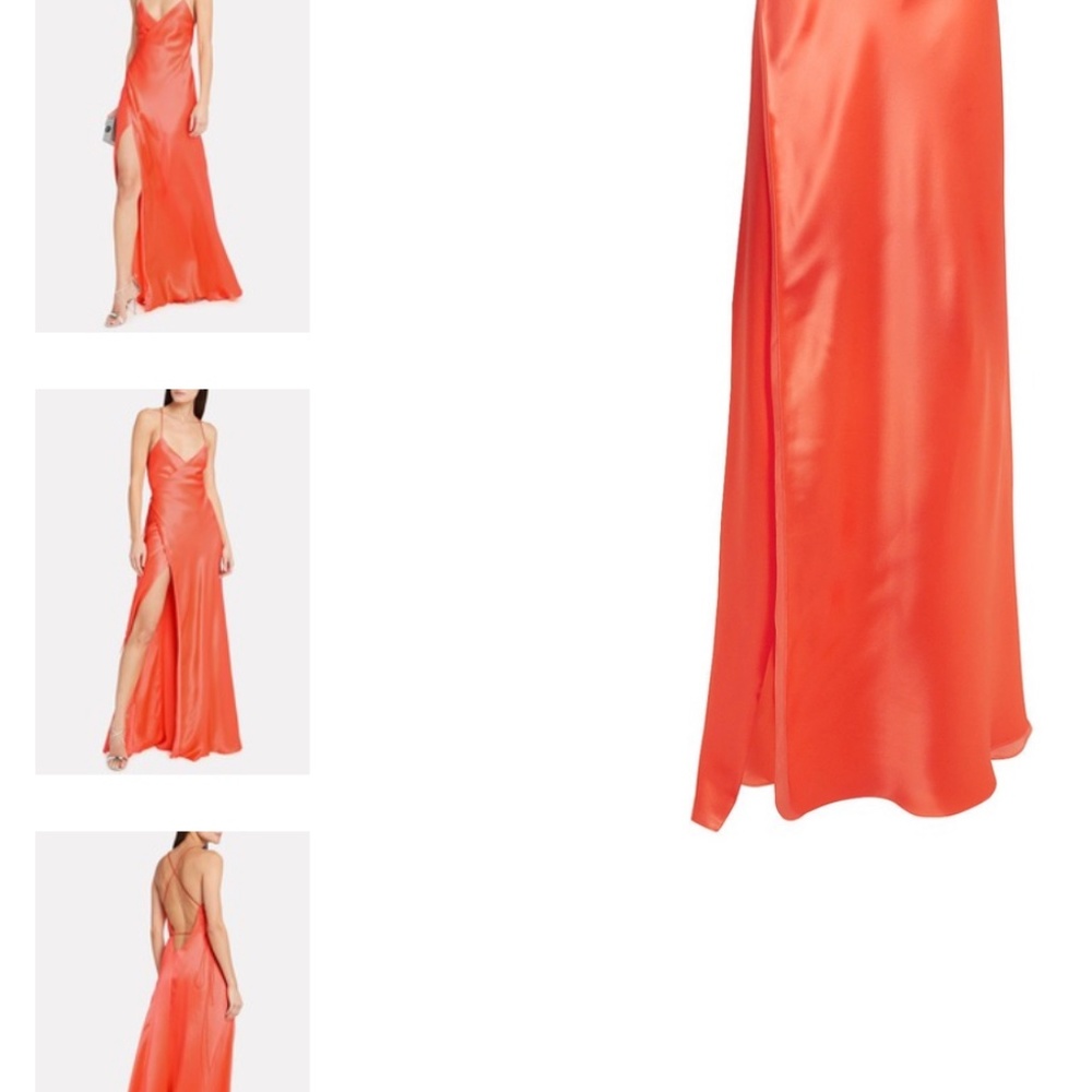 Michelle Mason Cross Strap Silk Wrap Gown (100% Silk)